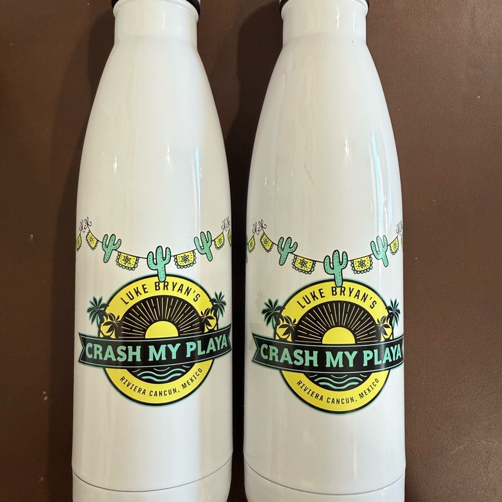 (2) Crash My Playa Insulated Bottles - White